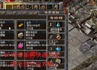 SF传奇如何快速升级?求高效升级攻略。 SF传奇如何快速升级?求高效升级攻略。